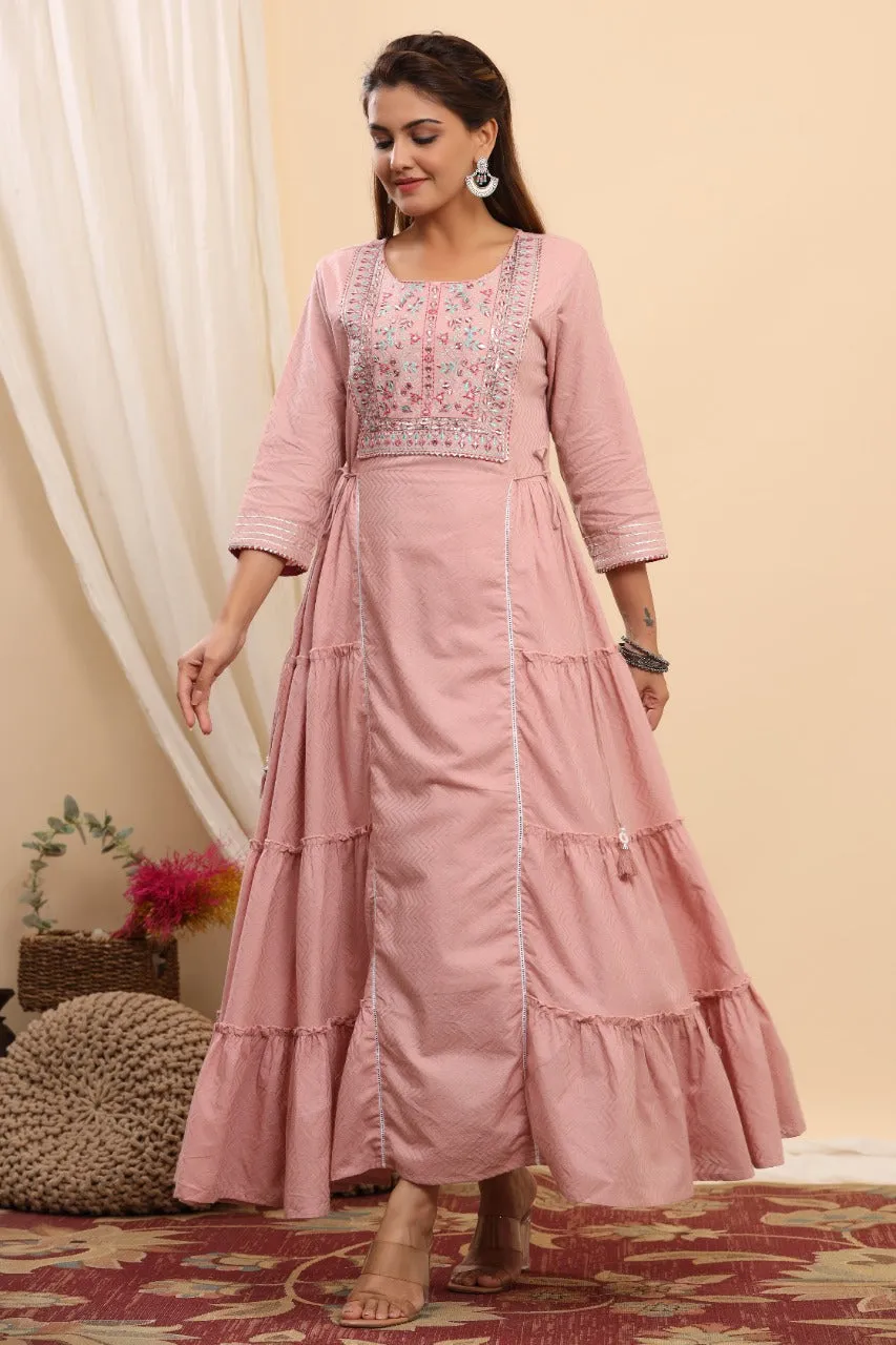 Pink Maxi Indo-Western Dress