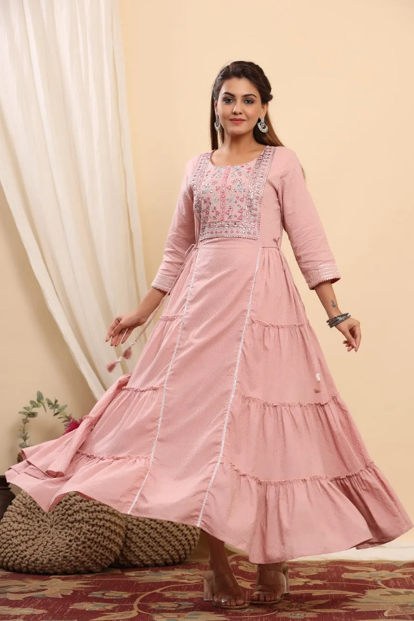 Pink Maxi Indo-Western Dress