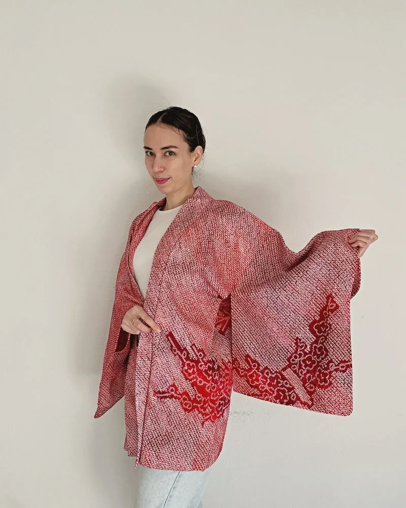 Plum tree and maple Haori Kimono Jacket