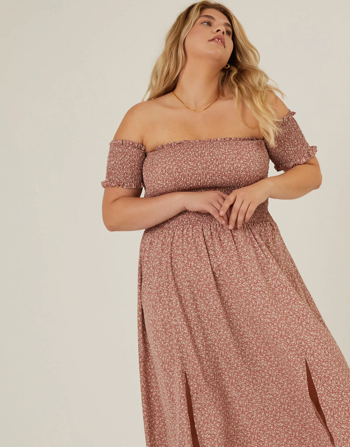 Plus Size Smocked and Flowy Midi Dress