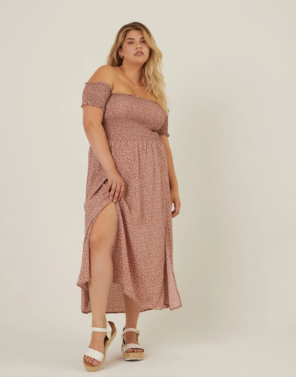 Plus Size Smocked and Flowy Midi Dress