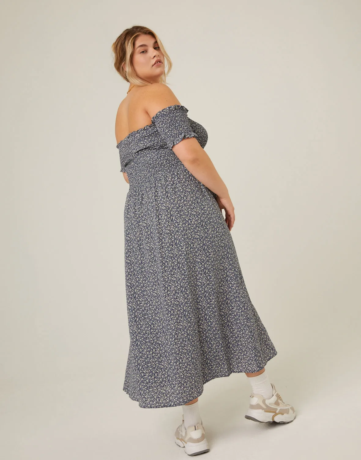 Plus Size Smocked and Flowy Midi Dress