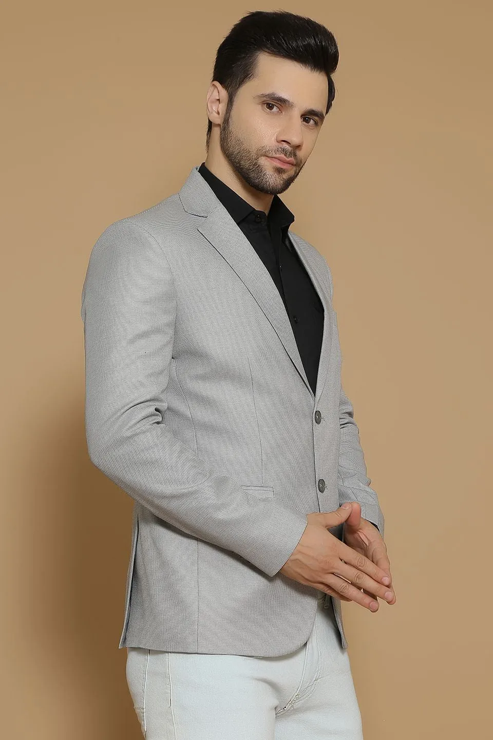 Poly Viscose Grey Blazer