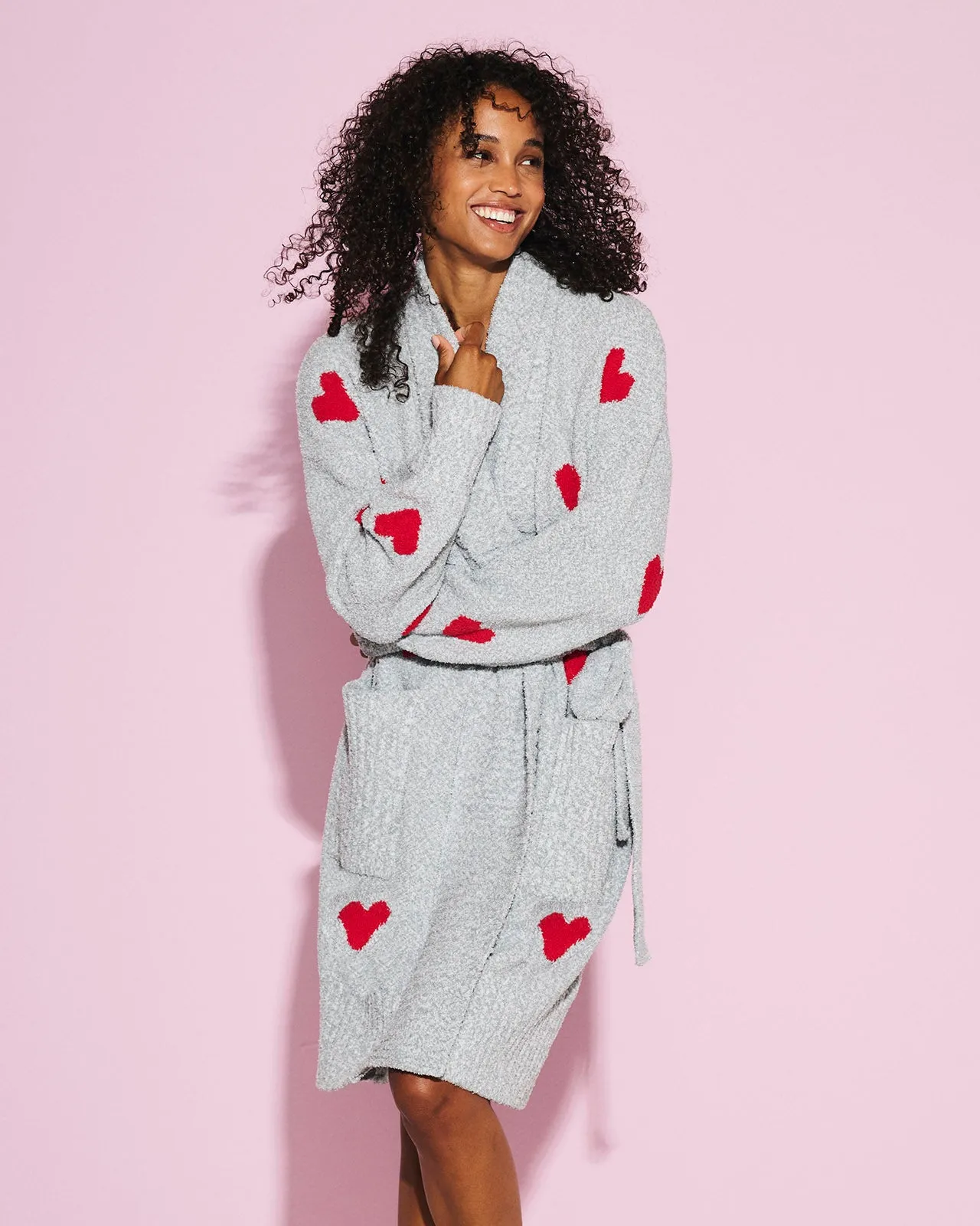 Pomona Fuzzy Yarn Hearts Robe