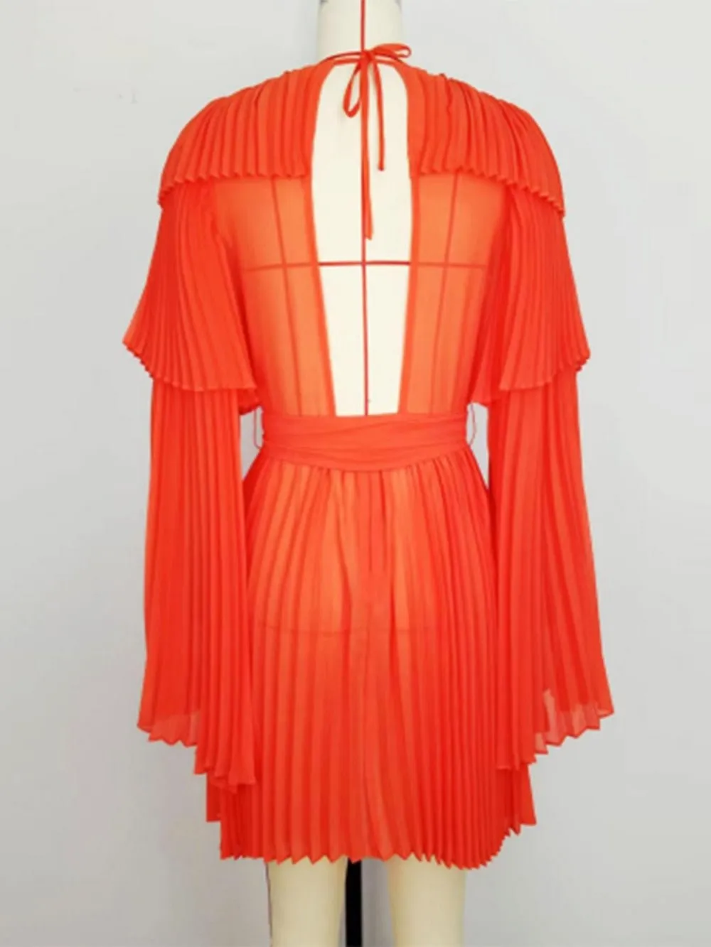 Pre Order:  Bright Orange Pleated Dress