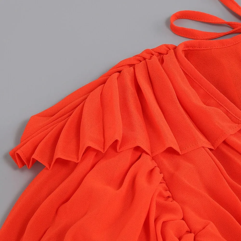 Pre Order:  Bright Orange Pleated Dress