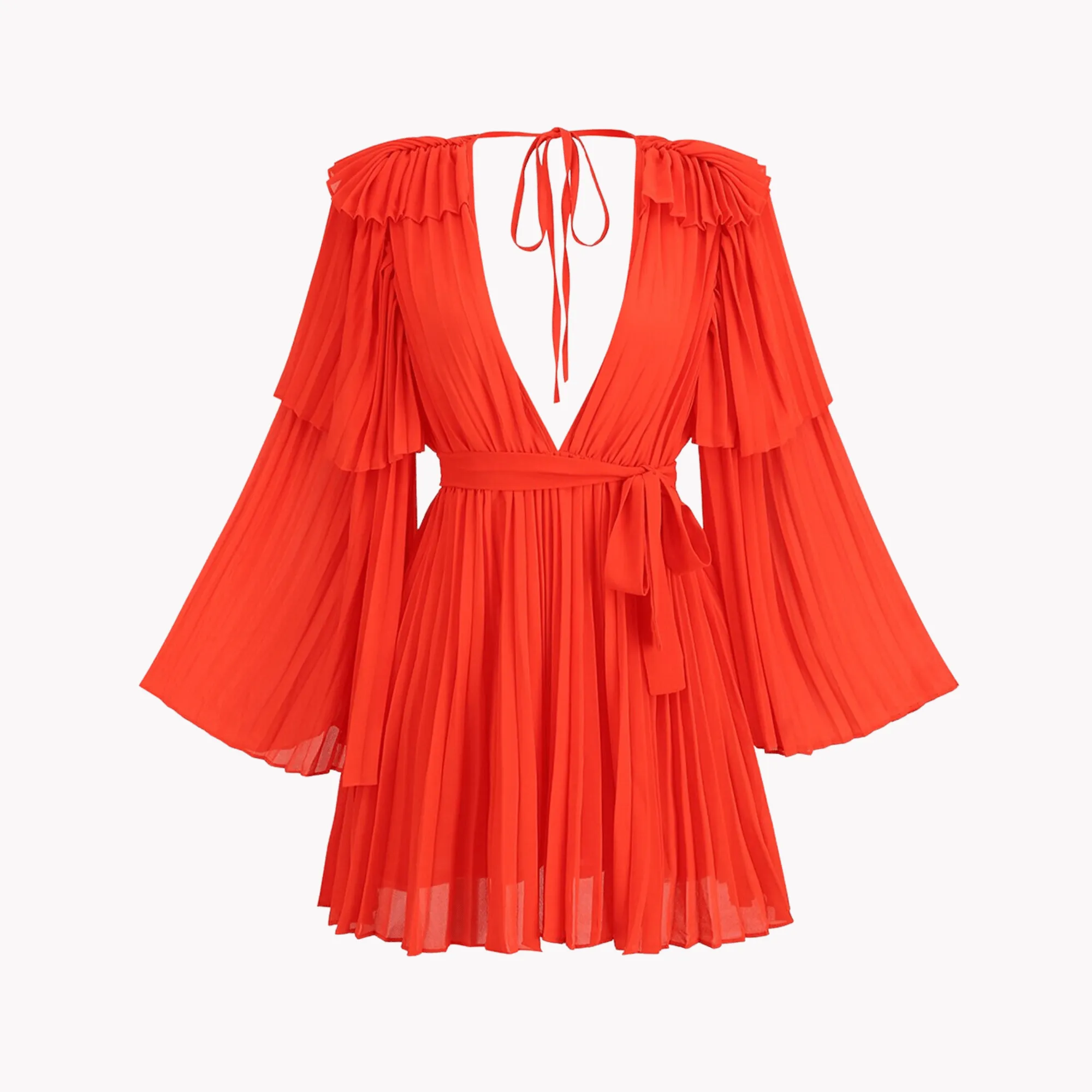 Pre Order:  Bright Orange Pleated Dress