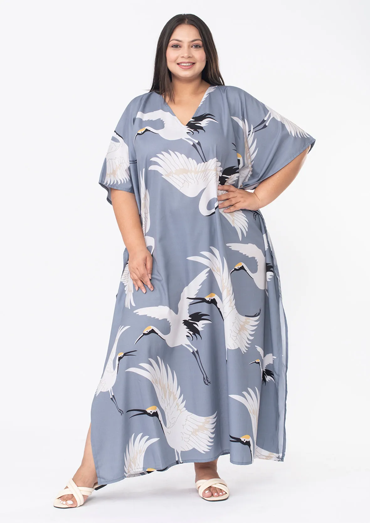 Printed Maxi Kaftan With Side Slits