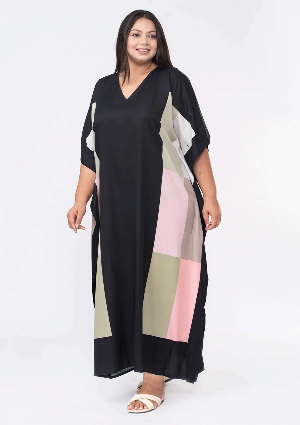 Printed Maxi Kaftan With Side Slits