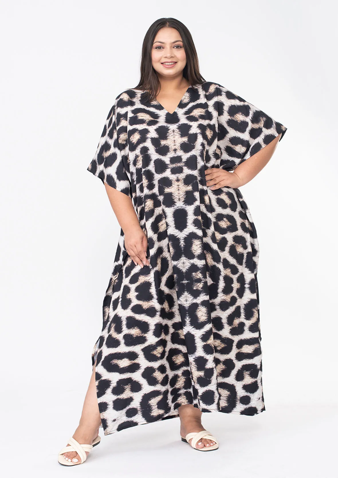 Printed Maxi Kaftan With Side Slits