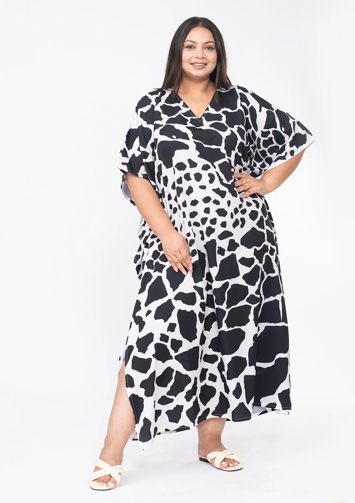 Printed Maxi Kaftan With Side Slits