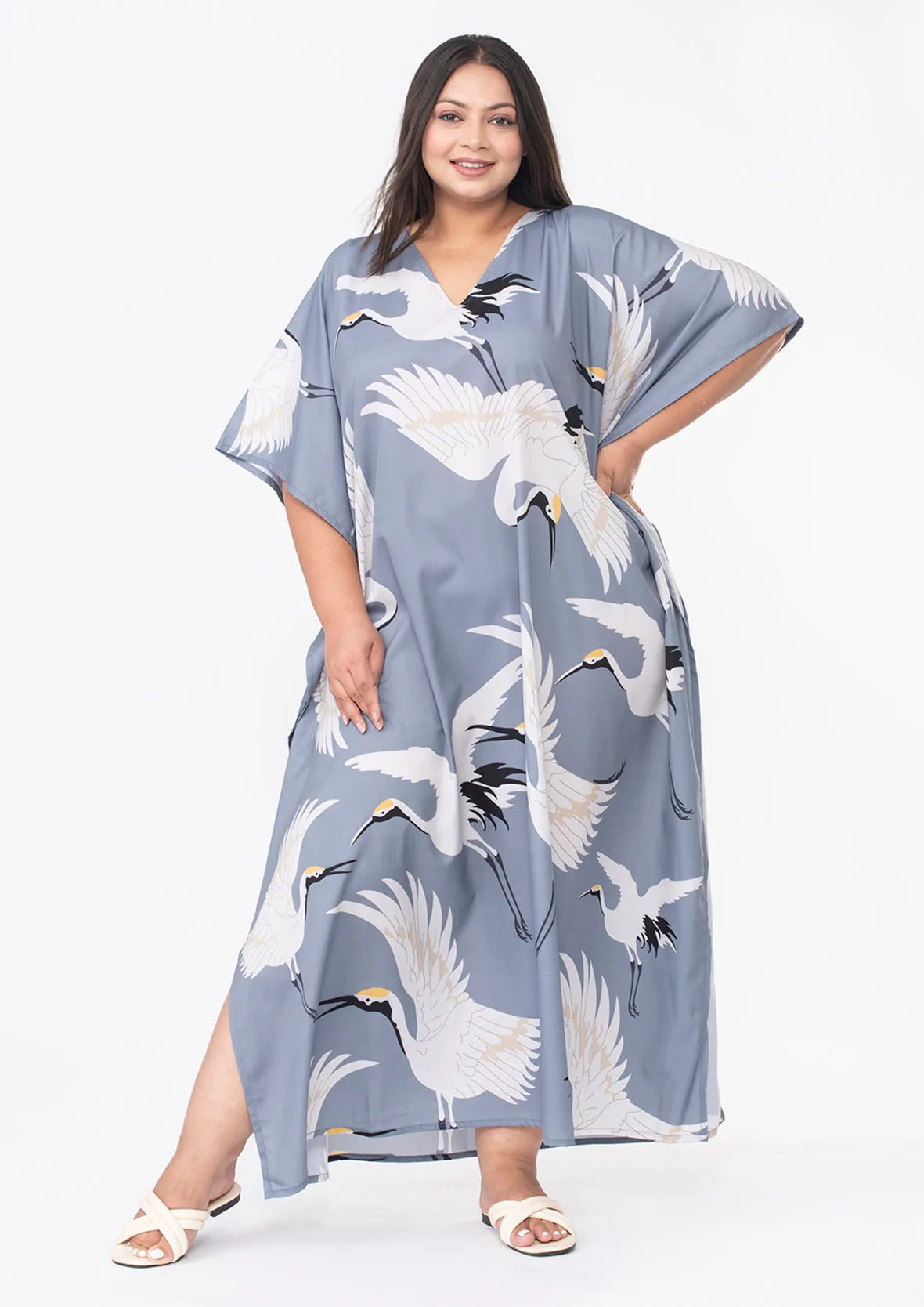 Printed Maxi Kaftan With Side Slits