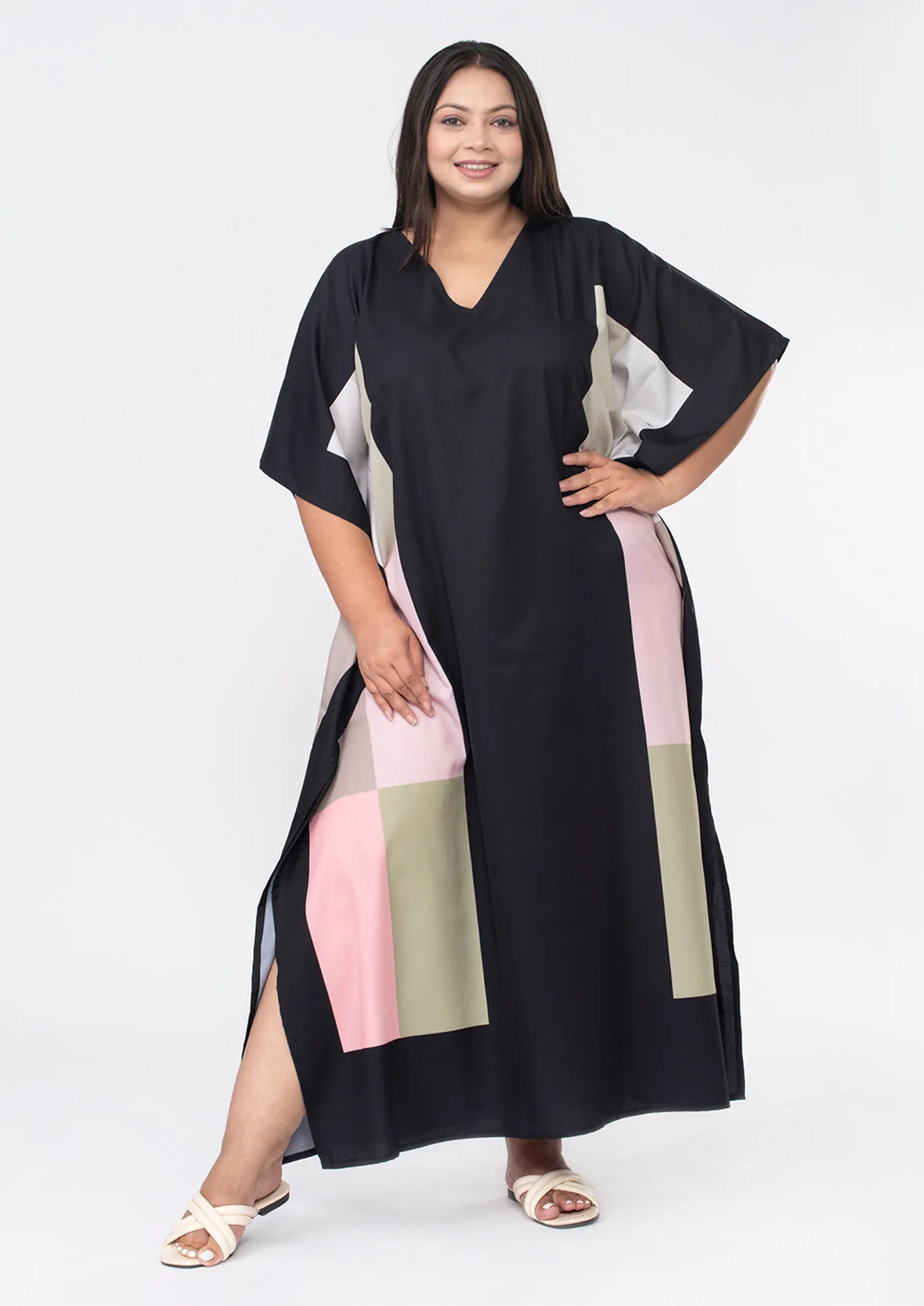 Printed Maxi Kaftan With Side Slits