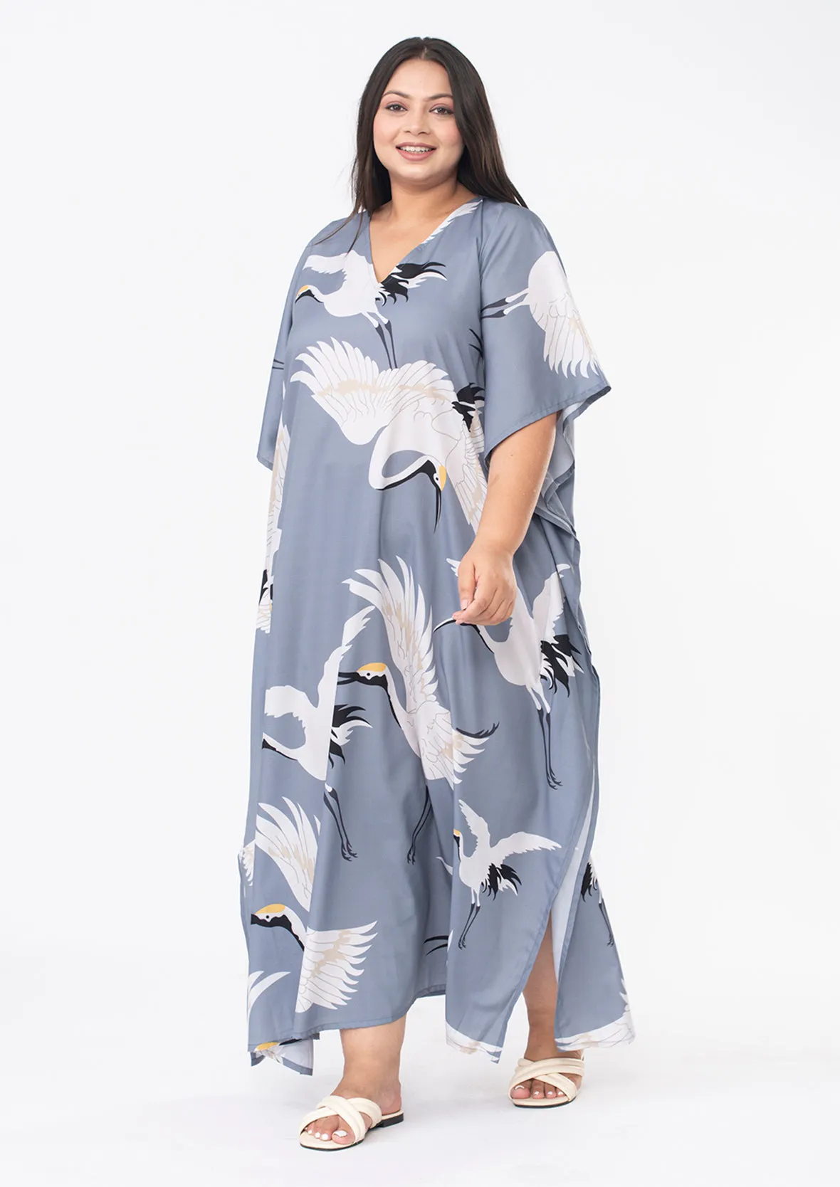 Printed Maxi Kaftan With Side Slits