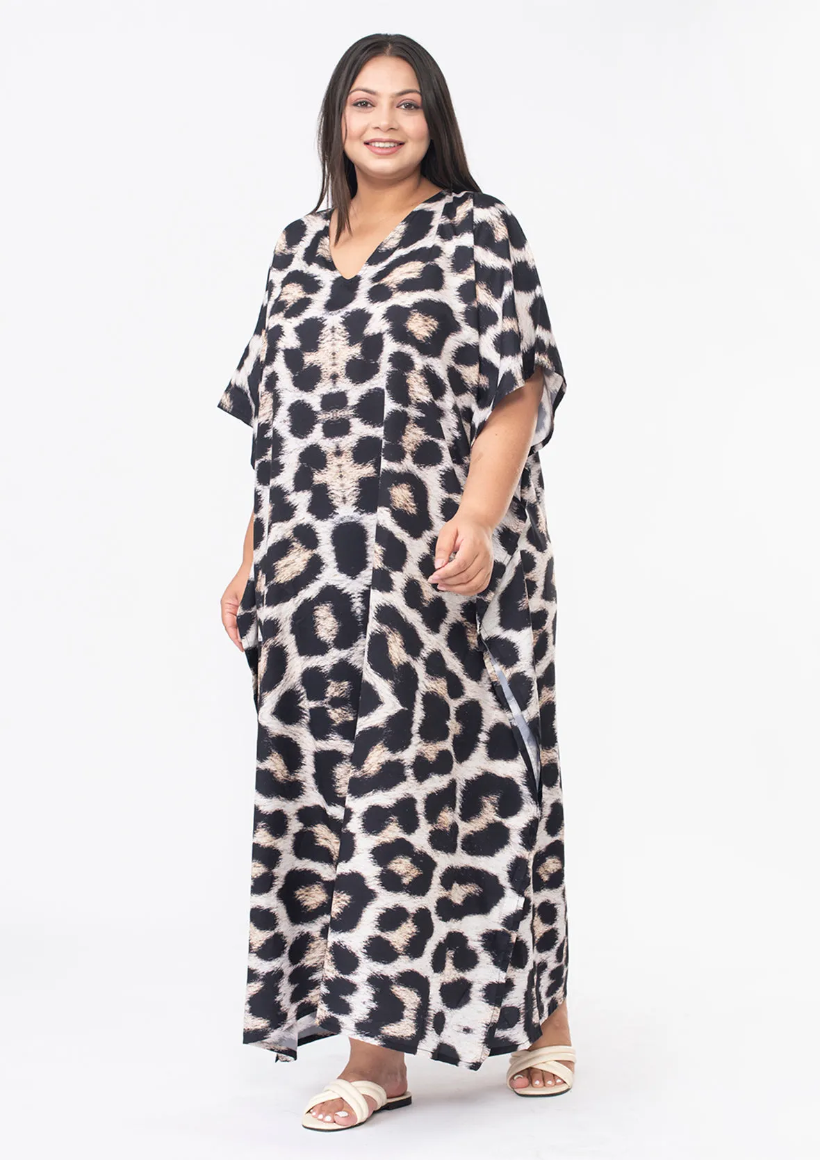 Printed Maxi Kaftan With Side Slits