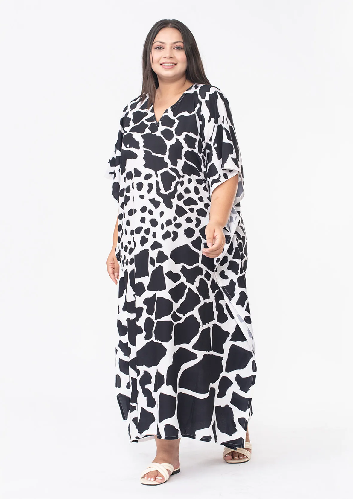 Printed Maxi Kaftan With Side Slits