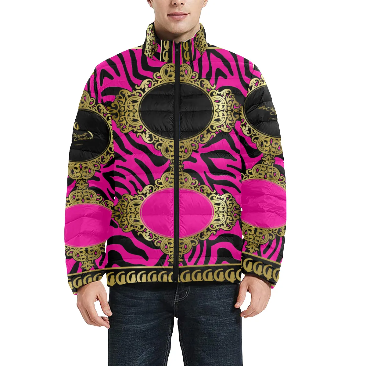 PRIVILEGE PINKISH Men's Stand Collar Padded Jacket