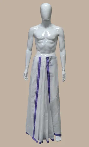 Purple & White Dhoti