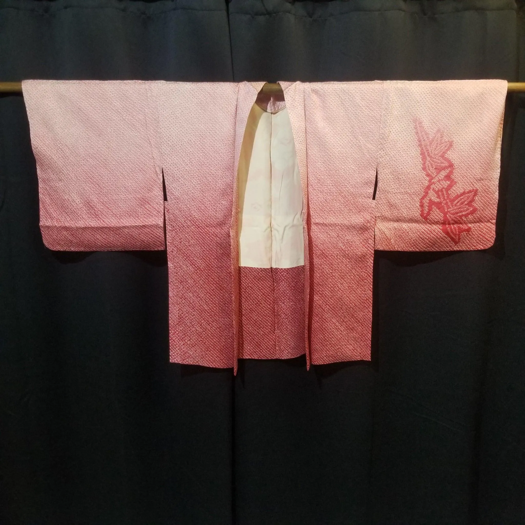 "Bamboo on Pink" Vintage Shibori Haori