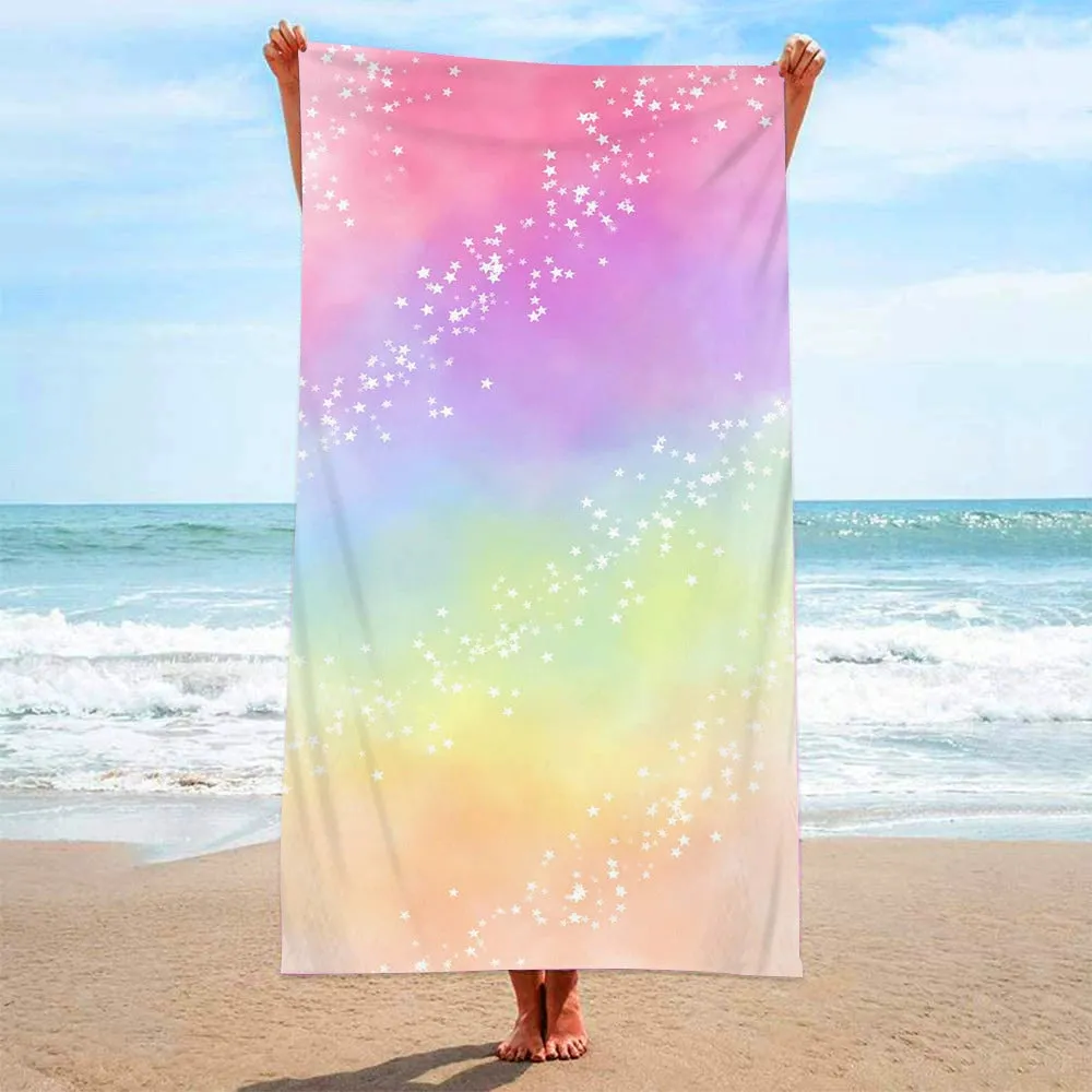 Rainbow Radiance - Microfiber Terry Cloth Beach Towel