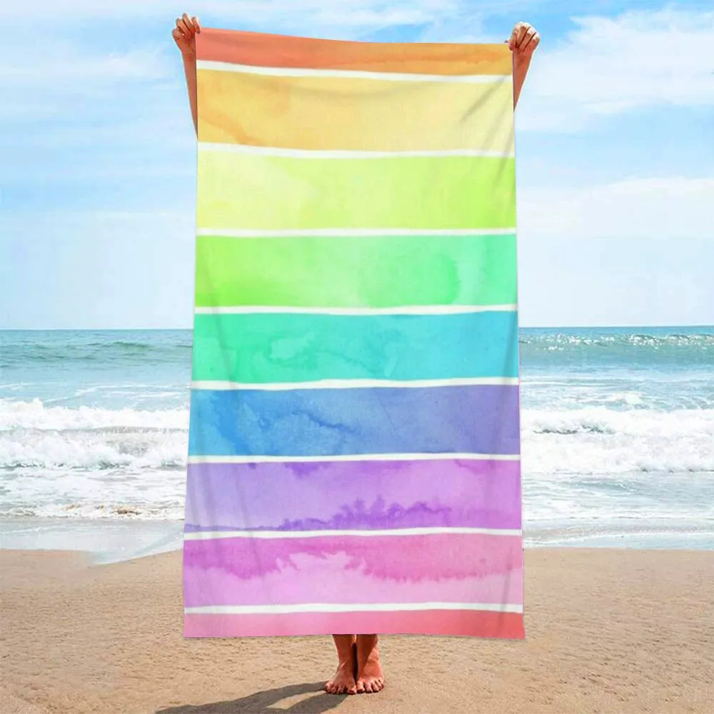 Rainbow Radiance - Microfiber Terry Cloth Beach Towel