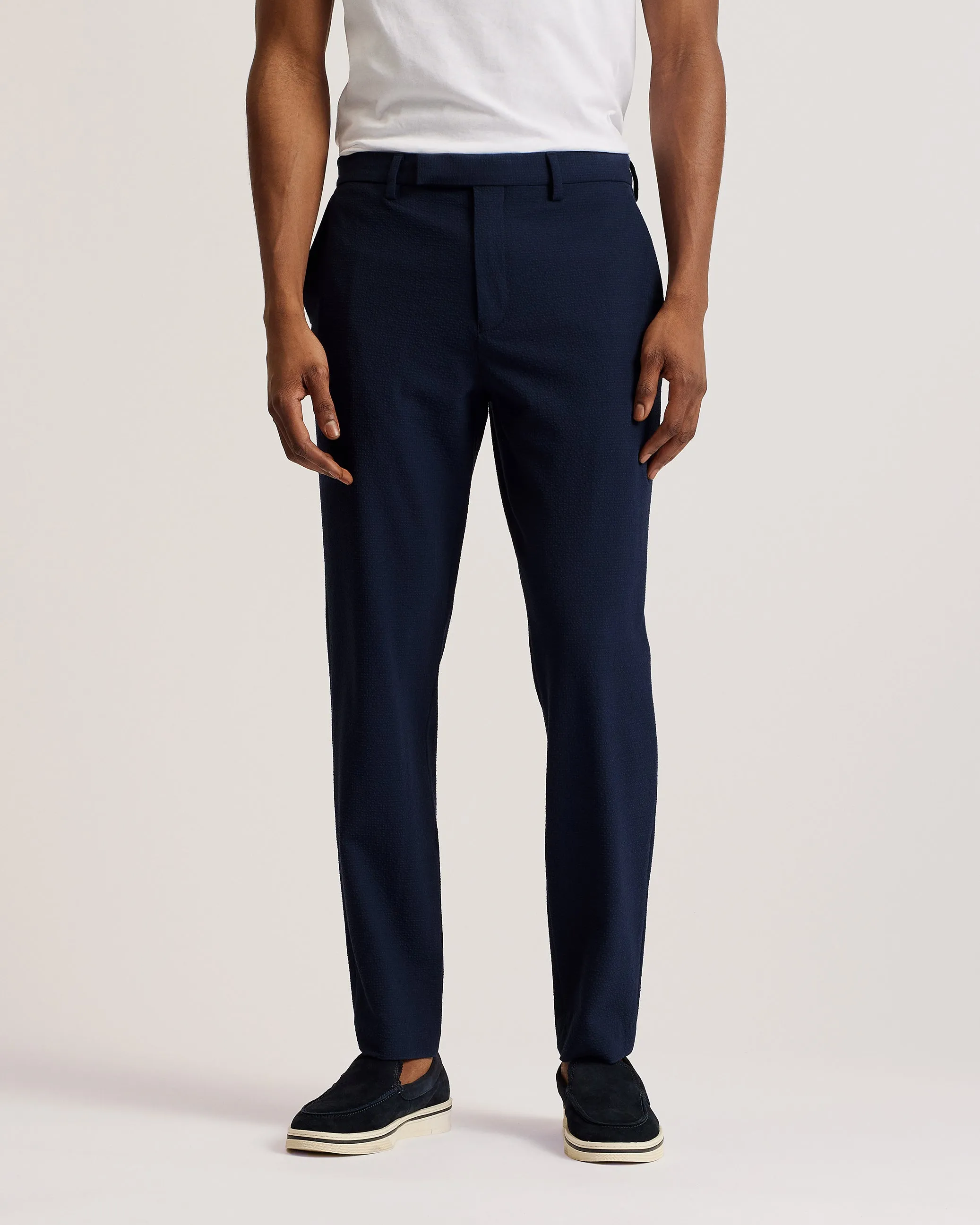 Remust Seersucker Tailored Trouser Navy