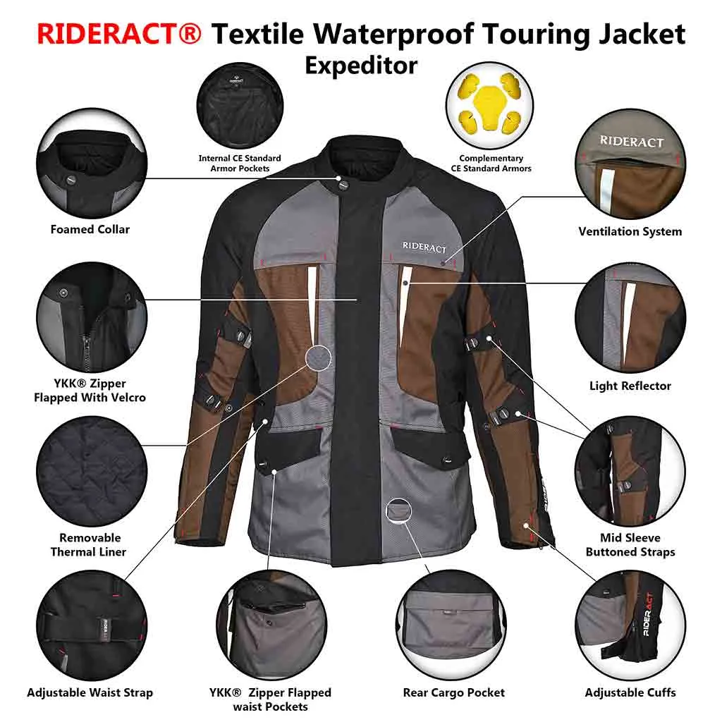 RIDERACT® Touring Waterproof Motorcycle Jacket Textile Expeditor