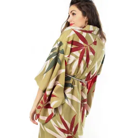 Sage Green Bamboo Leaves Kimono