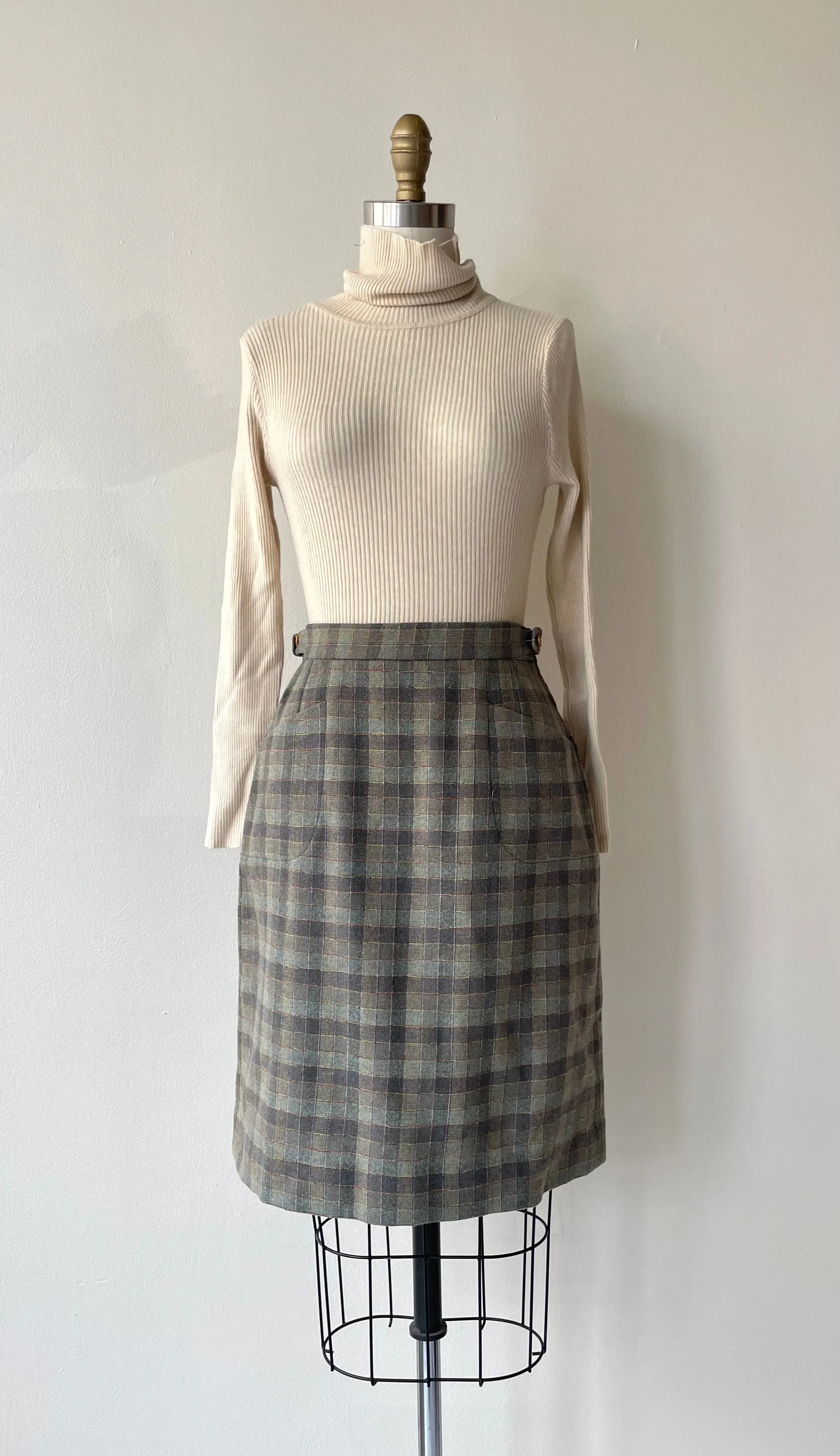 Sage Plaid Skirt | 1950s