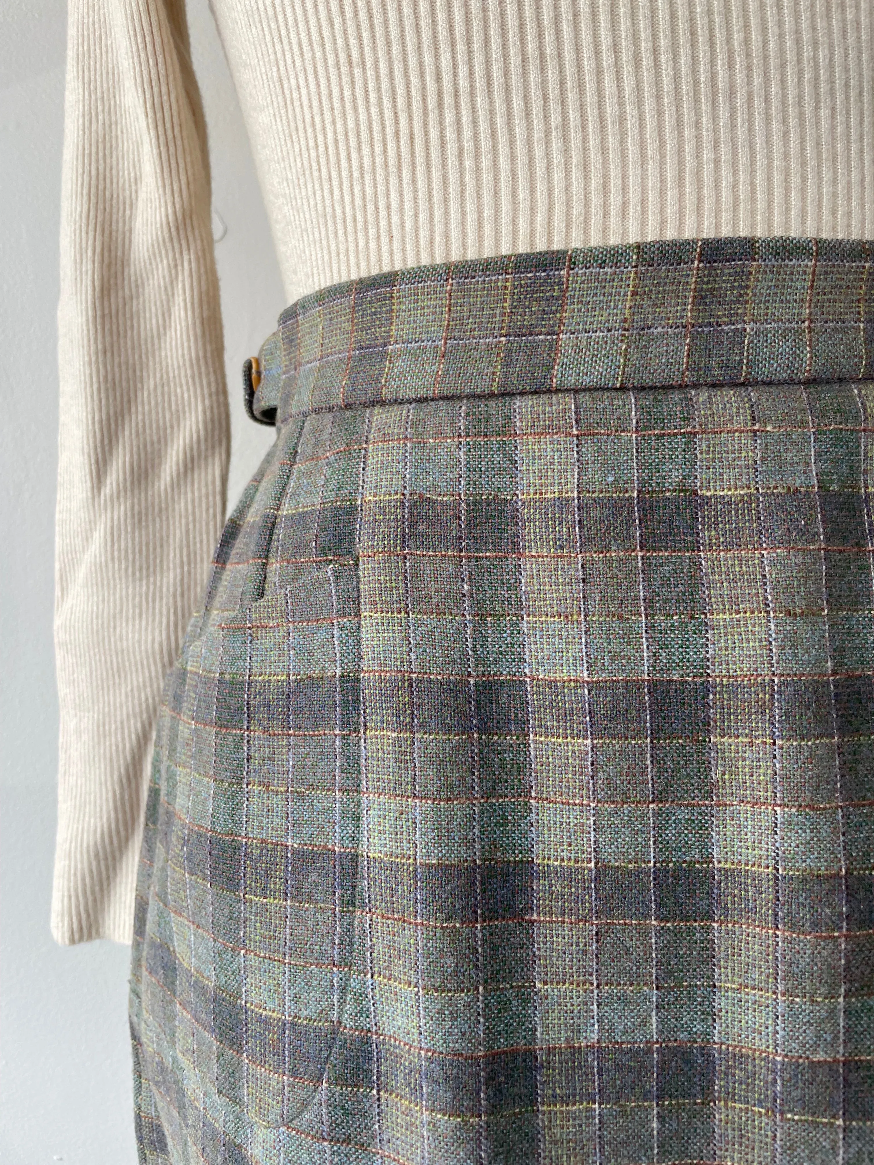 Sage Plaid Skirt | 1950s