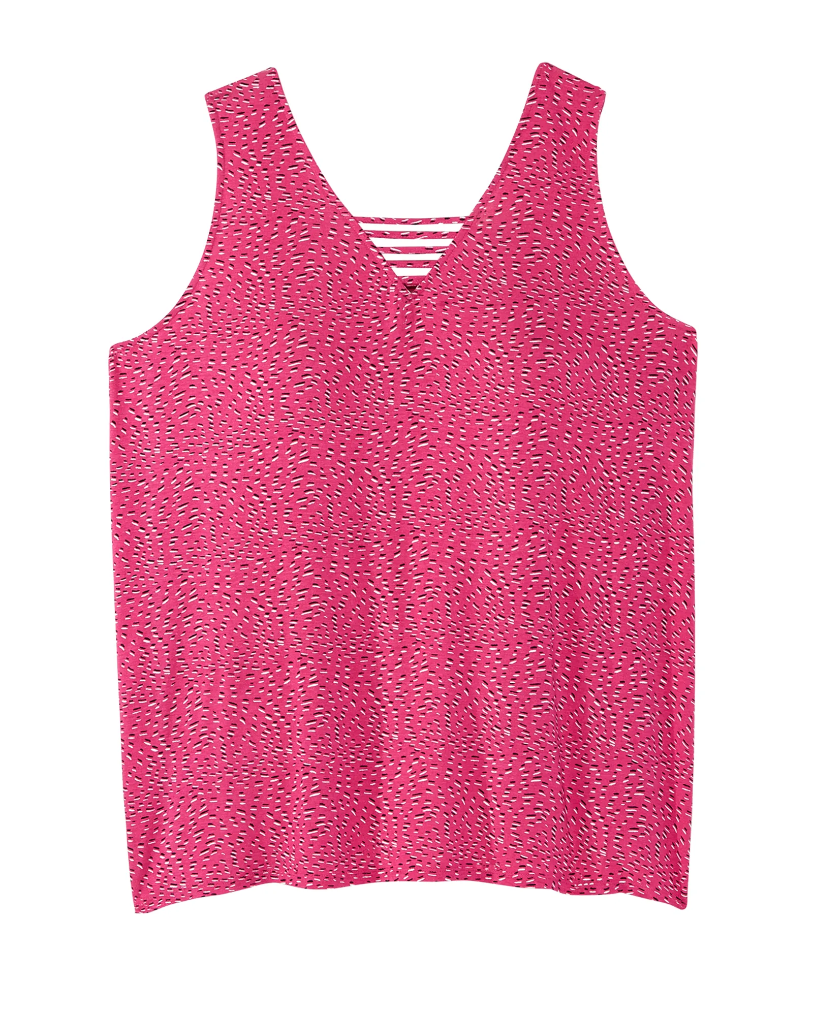 Sarah Sleeveless Cut Out V-Neck Tank | Pink / White