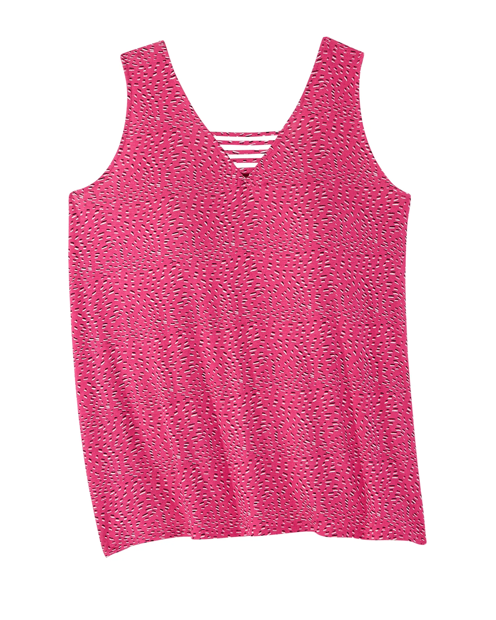 Sarah Sleeveless Cut Out V-Neck Tank | Pink / White