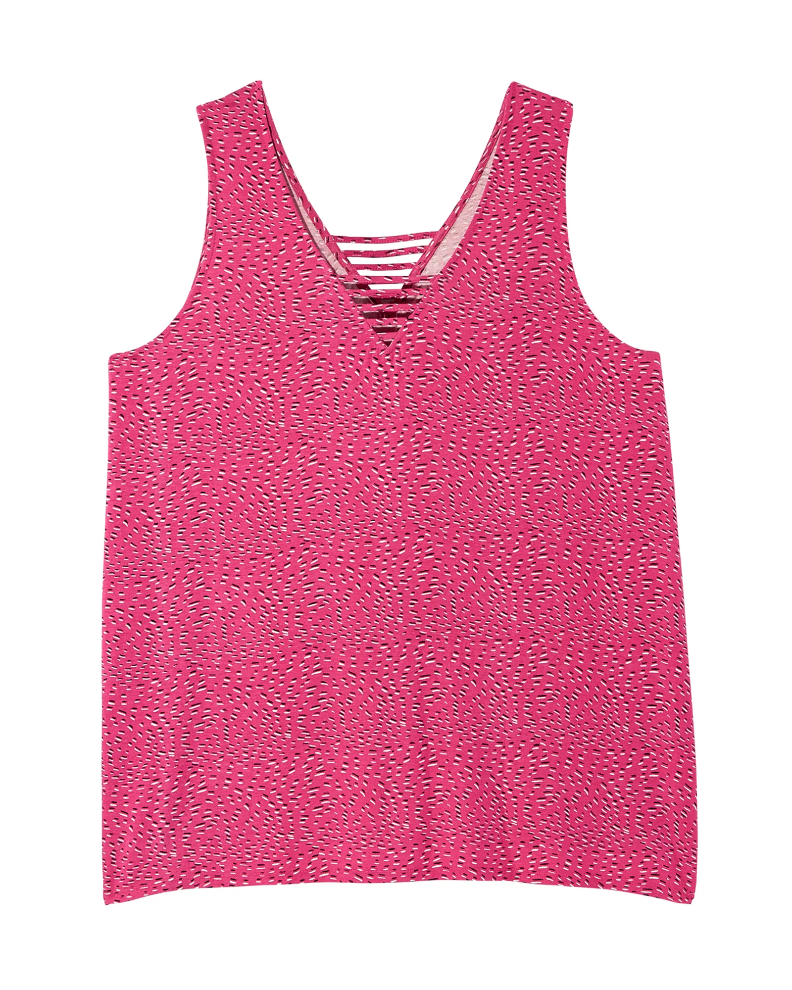 Sarah Sleeveless Cut Out V-Neck Tank | Pink / White