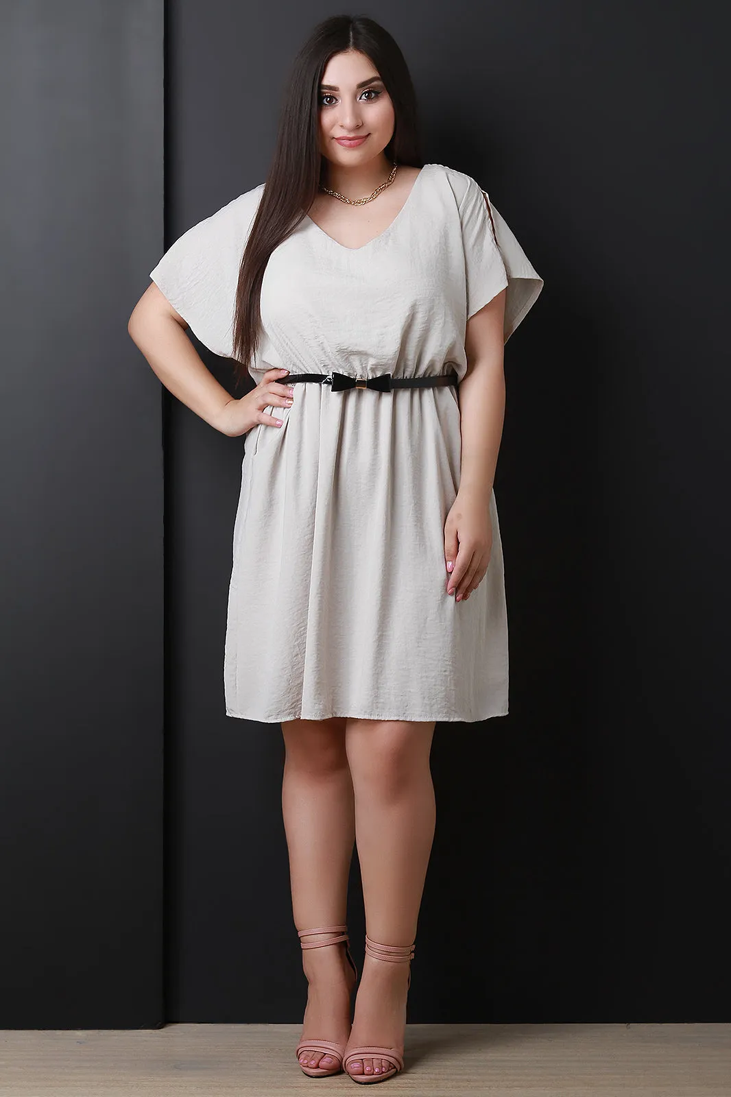 Satin Pocketed Flowy Midi Dress