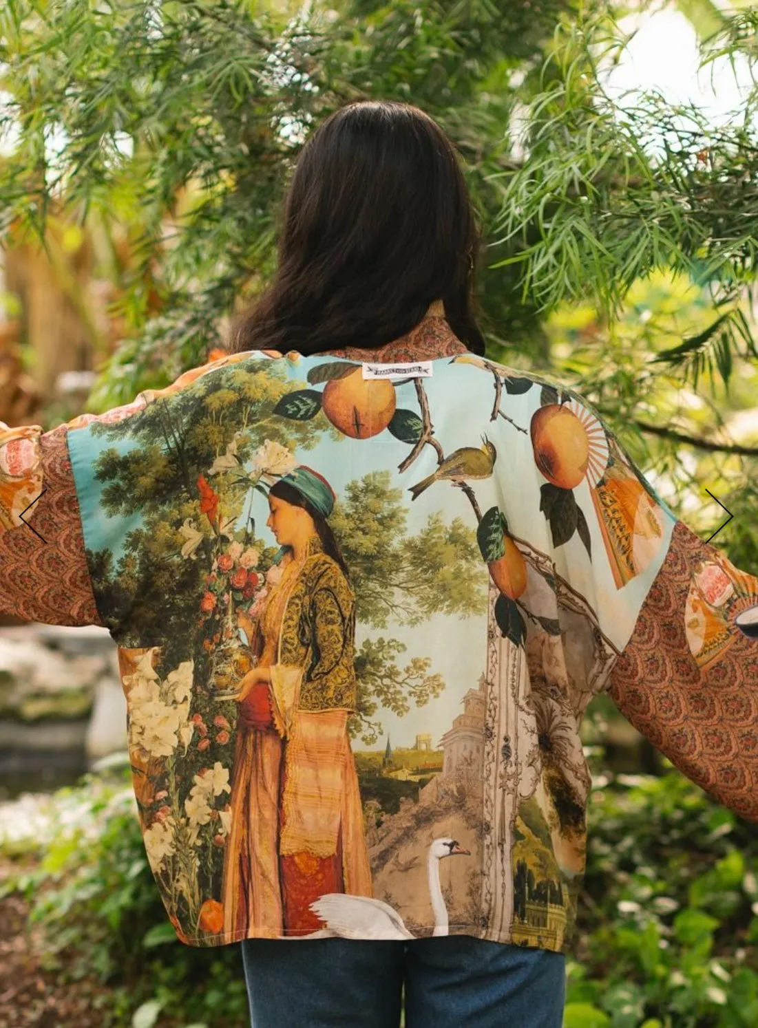 Secret Garden Cropped Bamboo Kimono Jacket with Swan by Market Of Stars