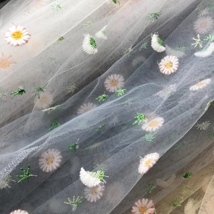 See-Through Turtleneck With Flower Embroidery