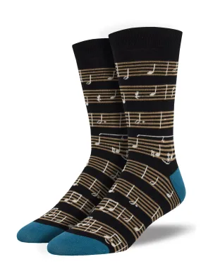 Sheet Music (Black) Bamboo Men's Crew Socks