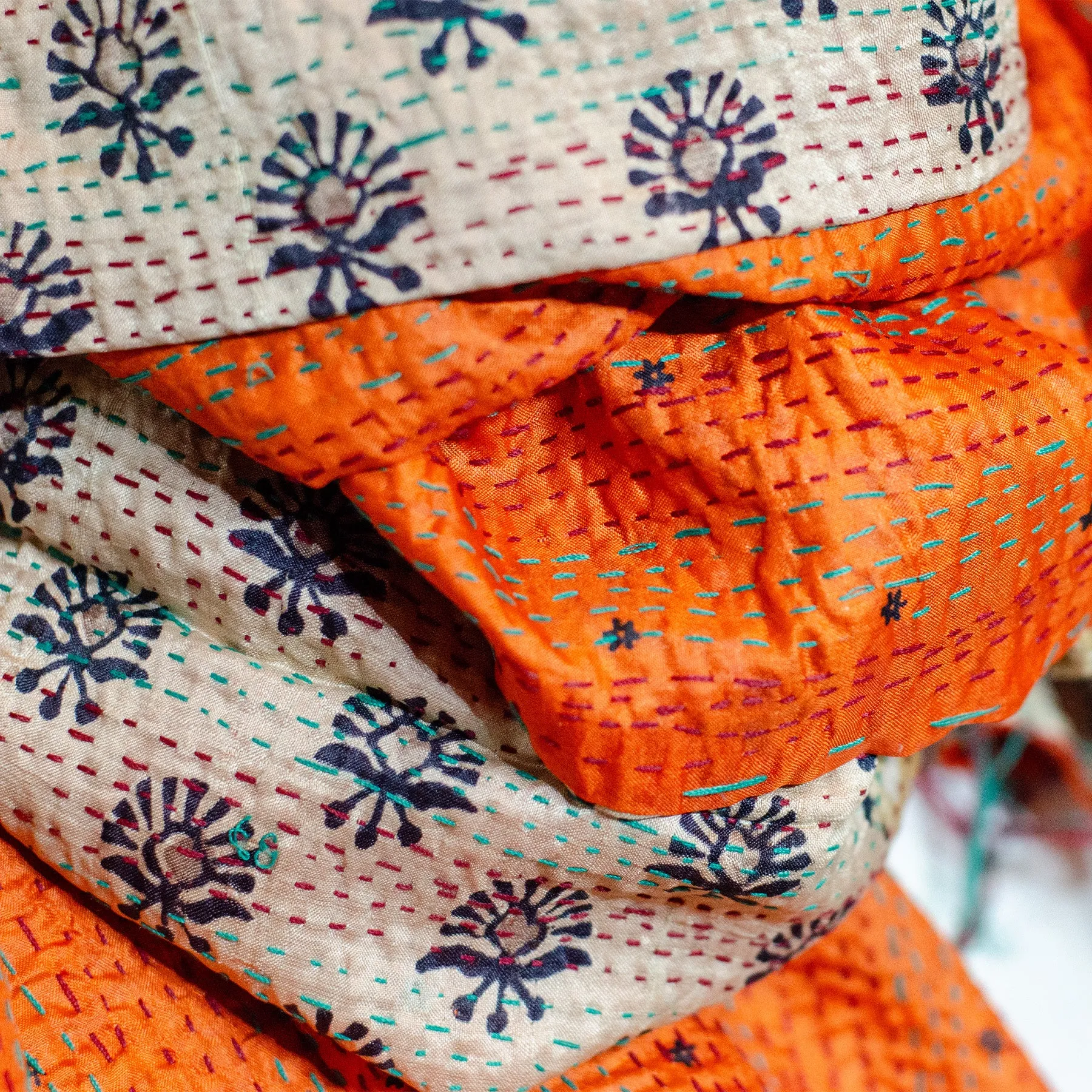 Silk Kantha Stole | Amber