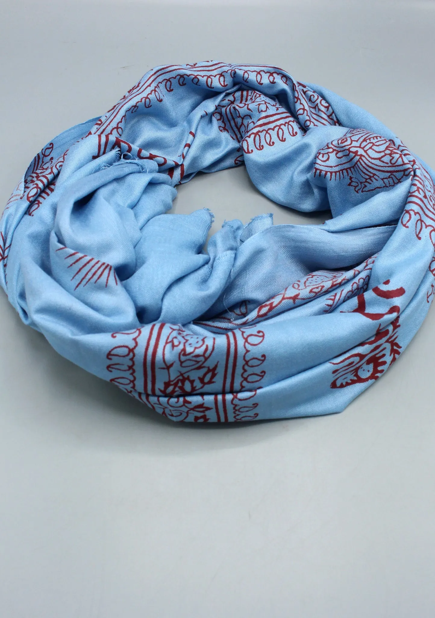 Sky Blue Om Prayer Shawl, Large Om Meditation Scarf