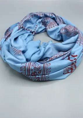 Sky Blue Om Prayer Shawl, Large Om Meditation Scarf