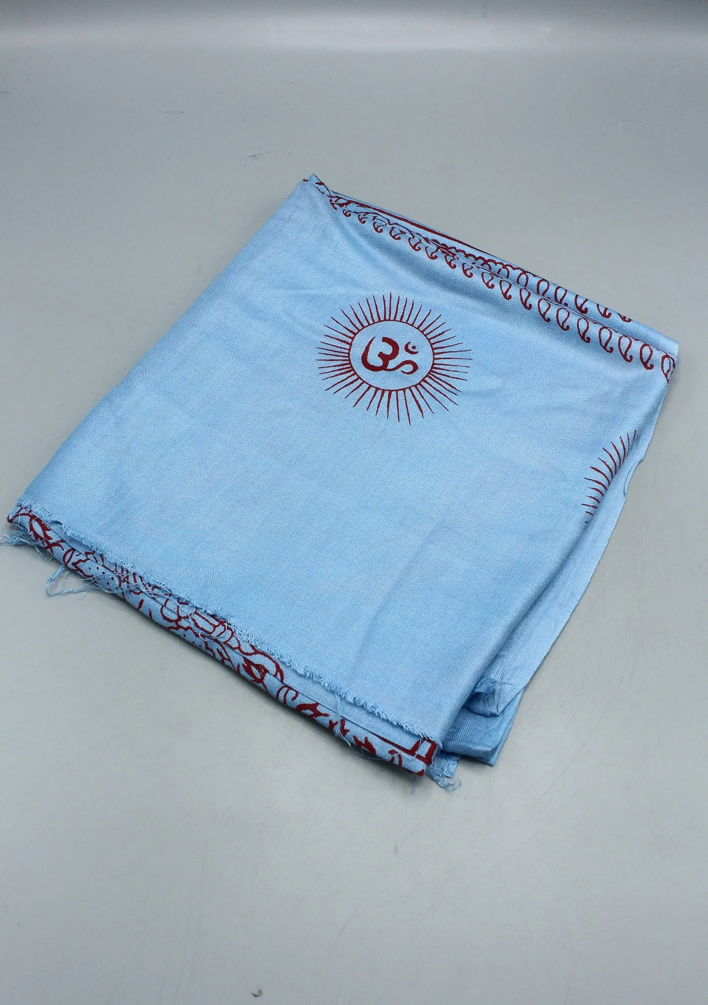 Sky Blue Om Prayer Shawl, Large Om Meditation Scarf