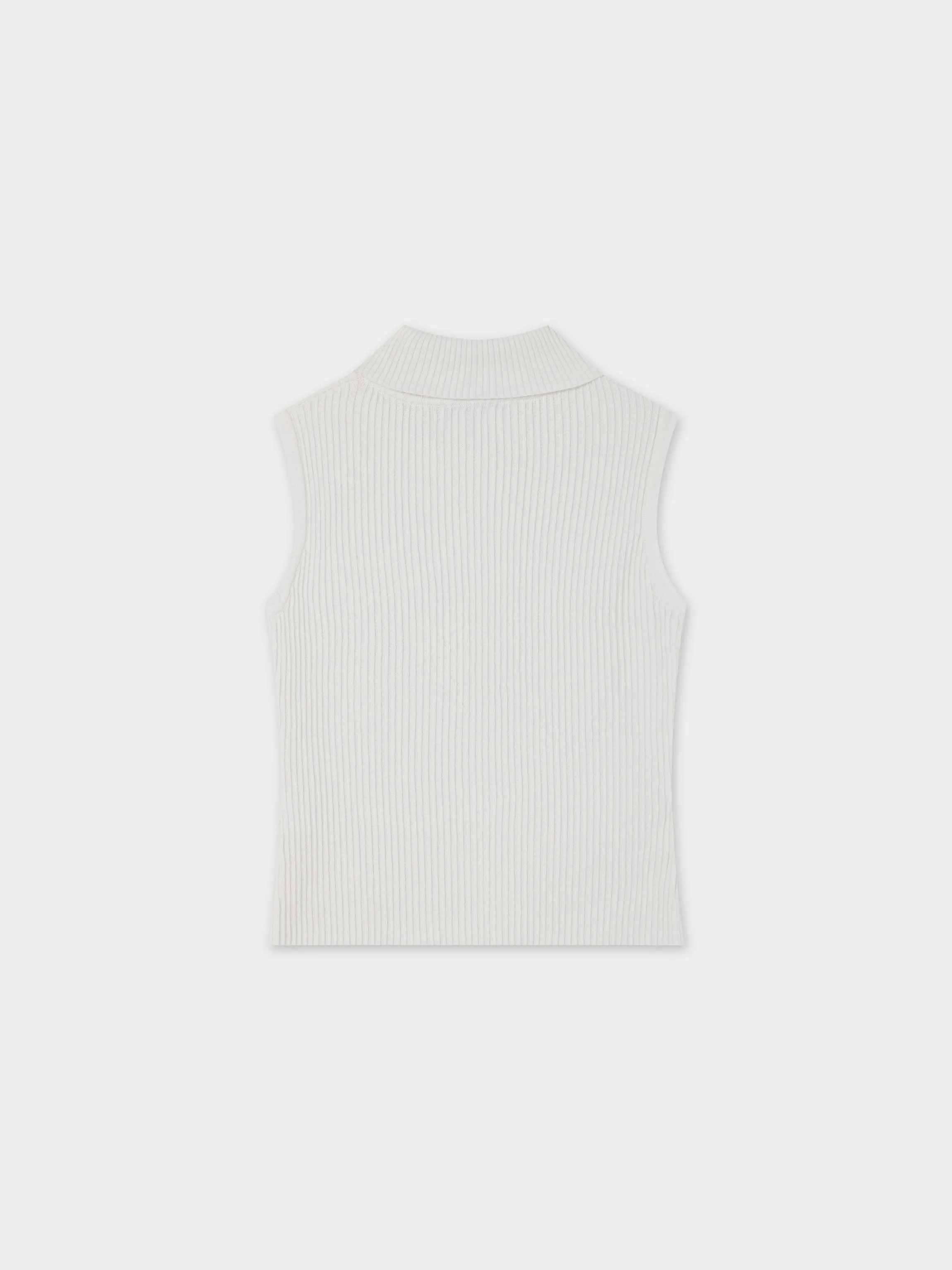 Sleeveless Ribbed Turtleneck-Ivory