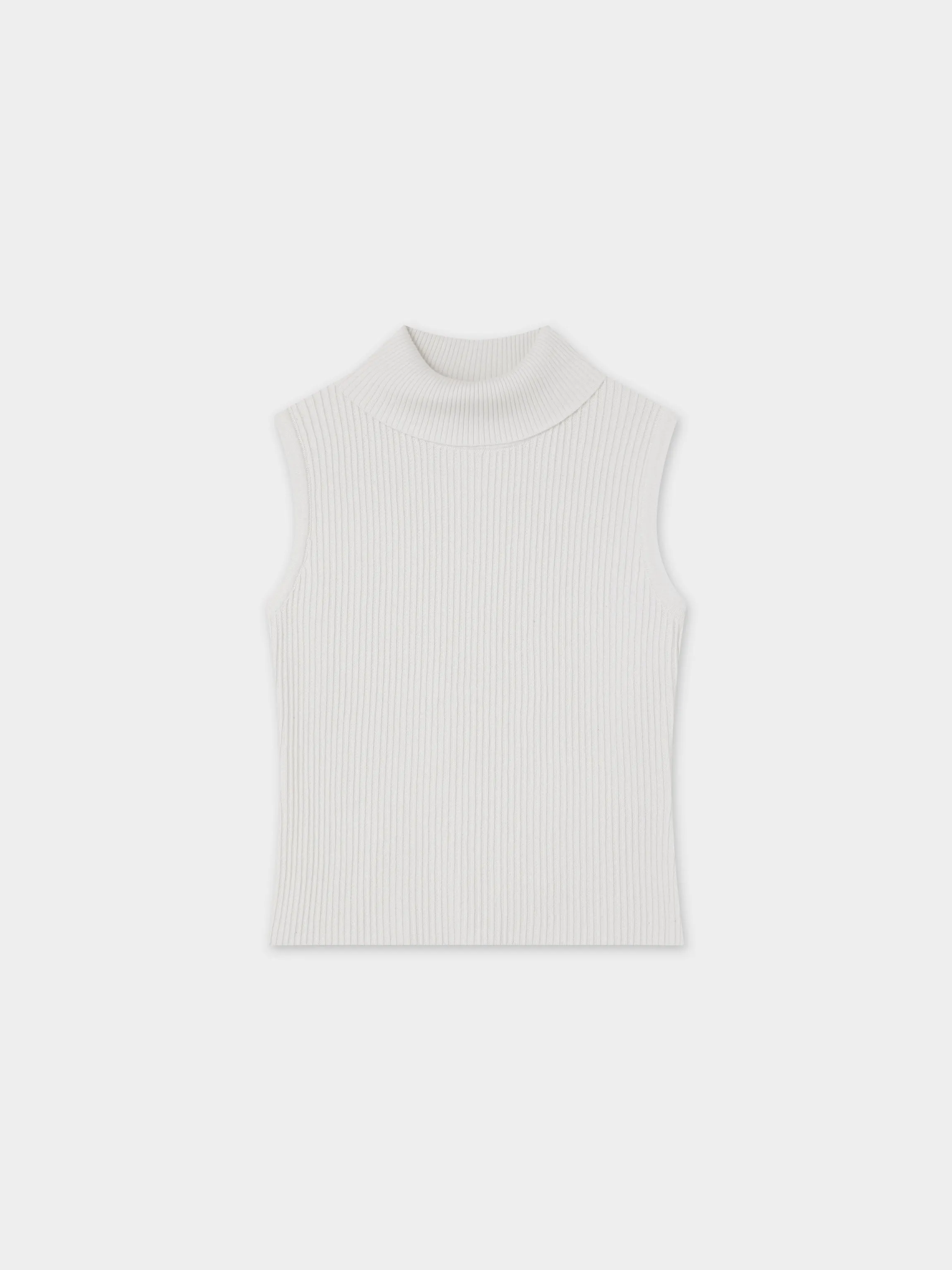 Sleeveless Ribbed Turtleneck-Ivory