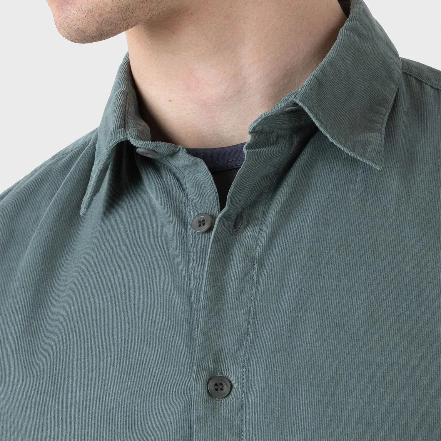 Smoke Green Fine Cord Cotton Shirt