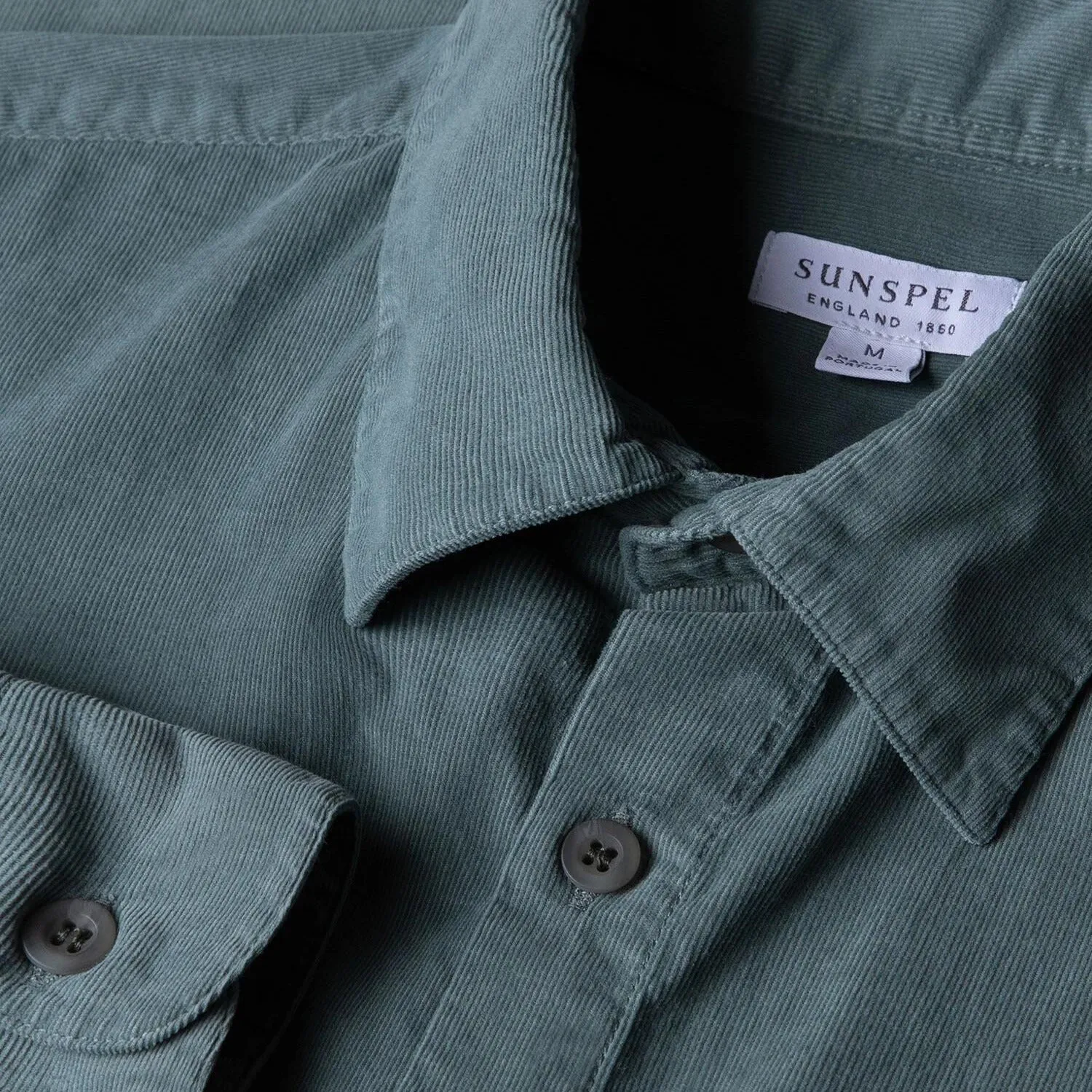 Smoke Green Fine Cord Cotton Shirt