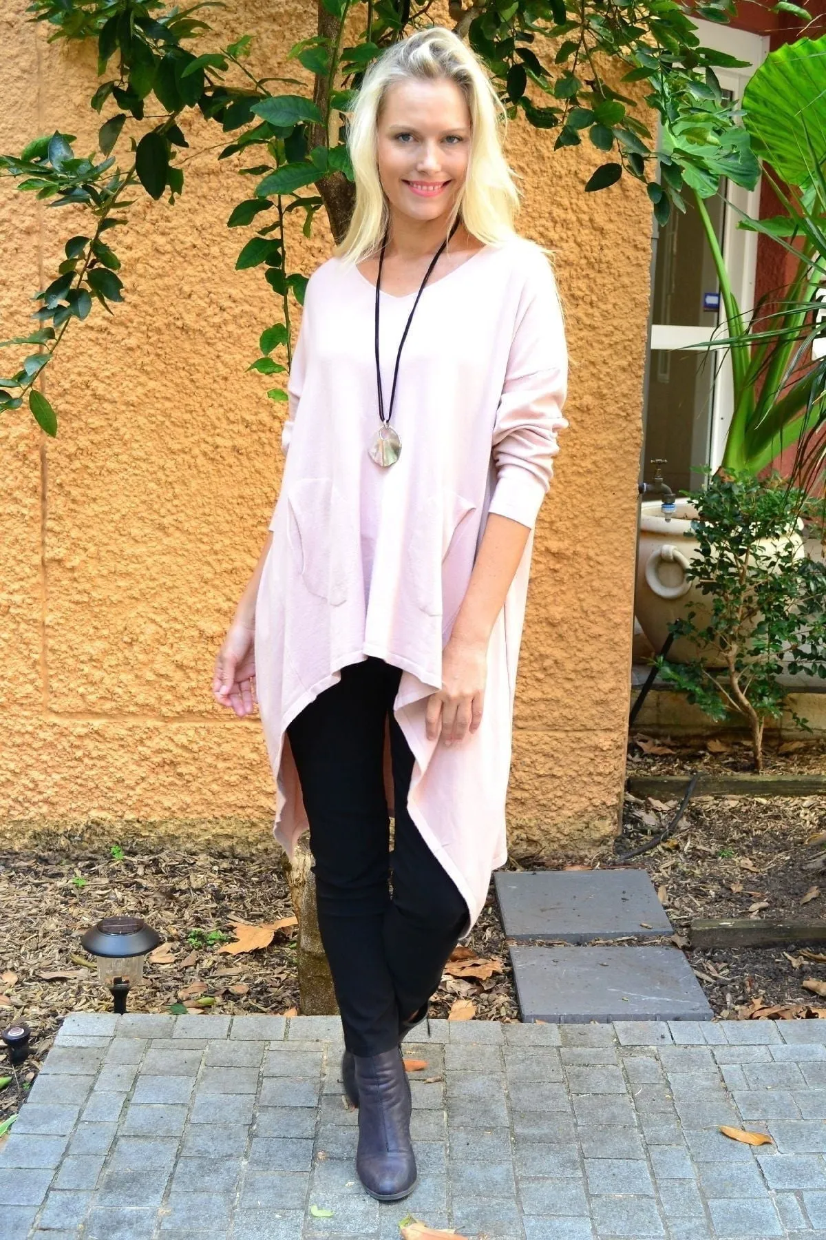 Soft Pink Heidi Hi Low Tunic Jumper