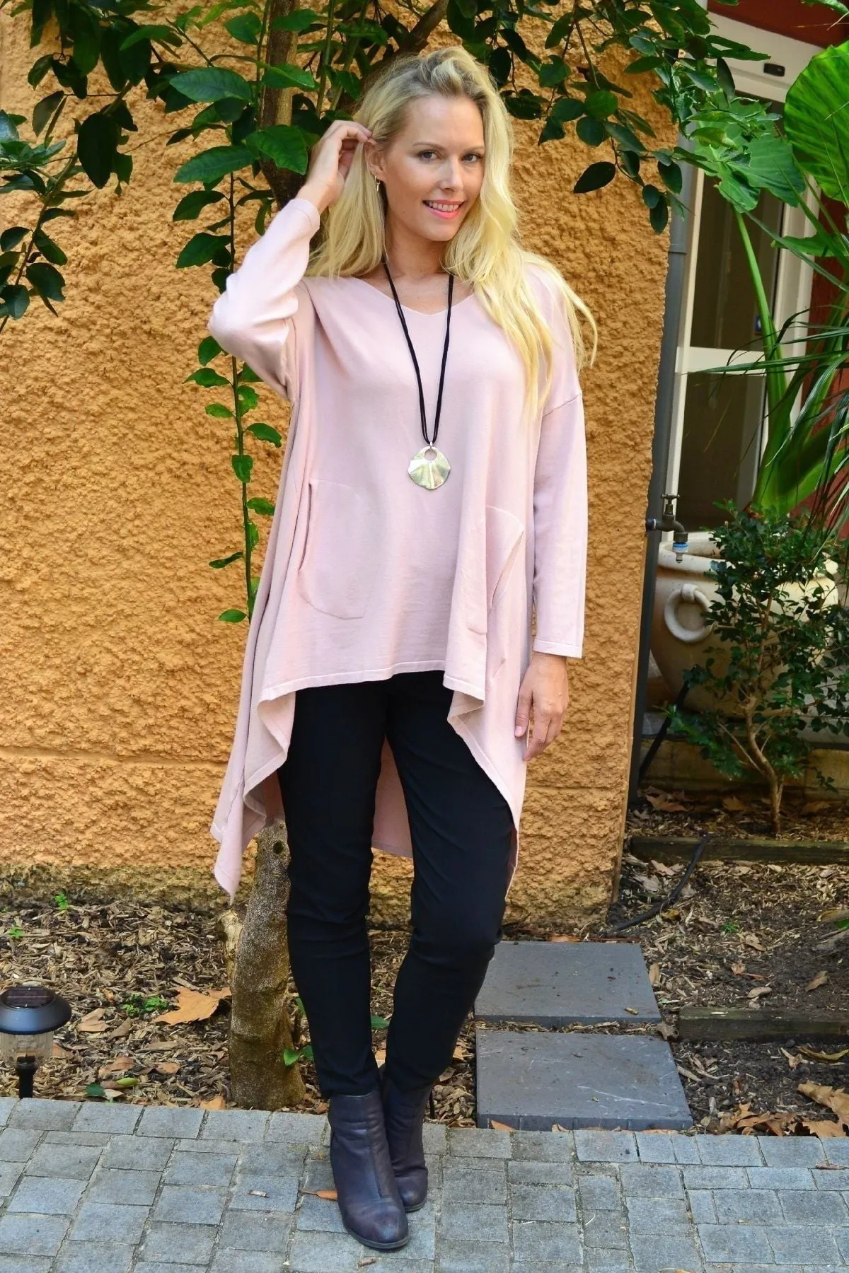 Soft Pink Heidi Hi Low Tunic Jumper