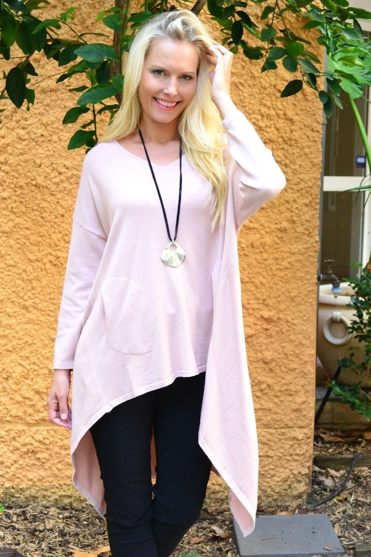 Soft Pink Heidi Hi Low Tunic Jumper