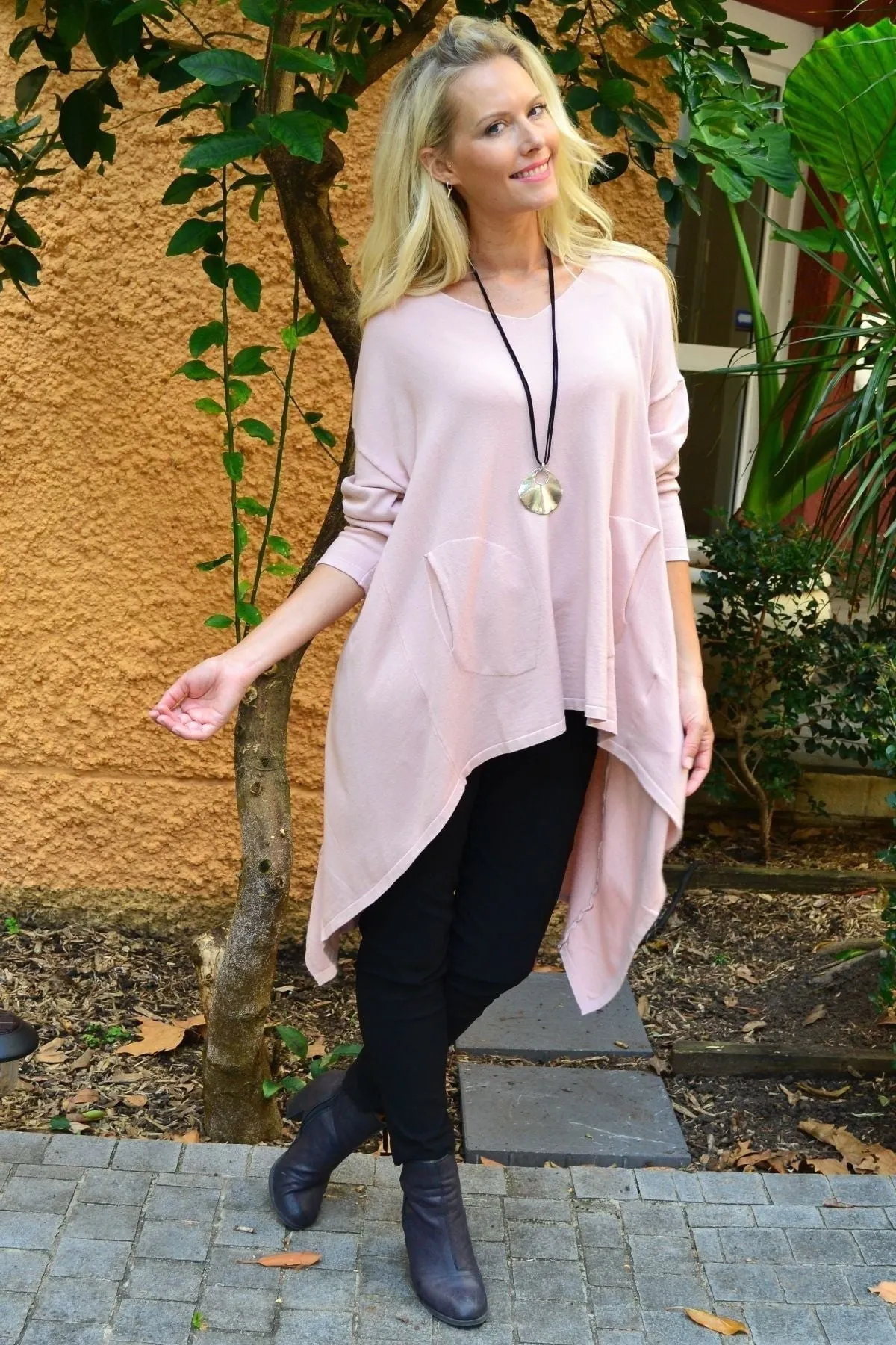 Soft Pink Heidi Hi Low Tunic Jumper