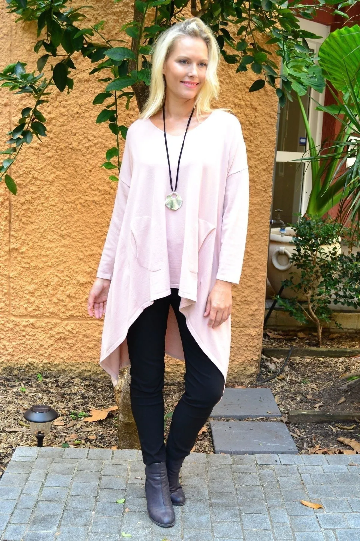 Soft Pink Heidi Hi Low Tunic Jumper